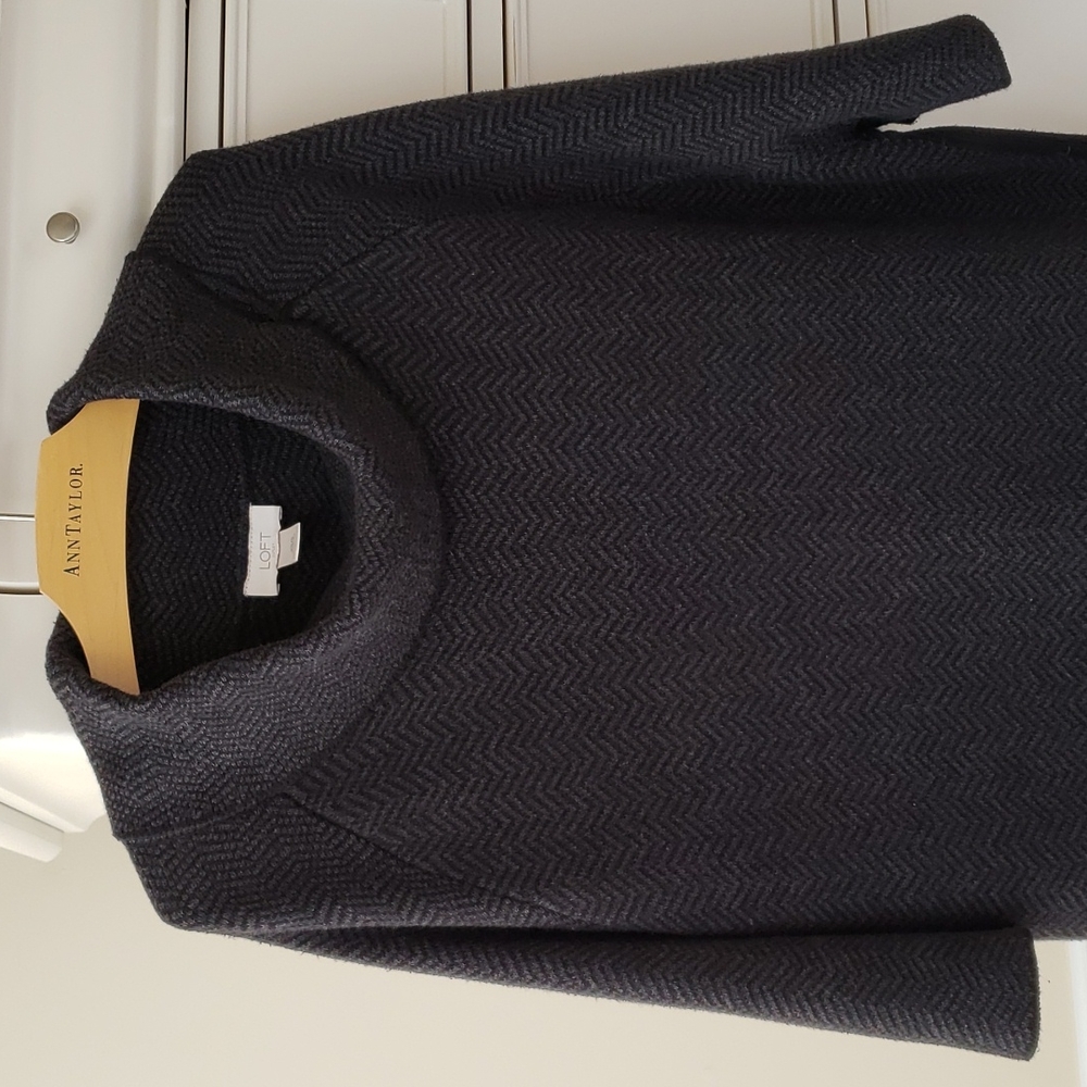 LOFT Charcoal Chevron Cowl Neck Sweater
